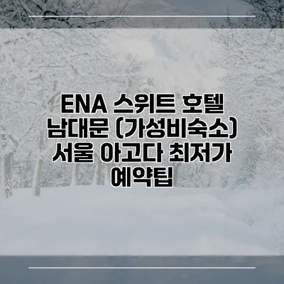 ENA 스위트 호텔 남대문 (가성비숙소) 서울 아고다 최저가 예약팁