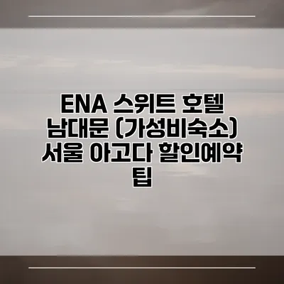 ENA 스위트 호텔 남대문 (가성비숙소) 서울 아고다 할인예약 팁