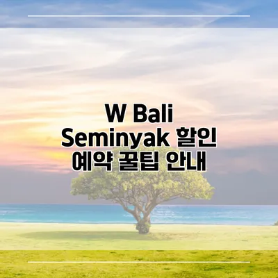 W Bali Seminyak 할인 예약 꿀팁 안내