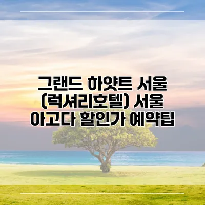 그랜드 하얏트 서울 (럭셔리호텔) 서울 아고다 할인가 예약팁