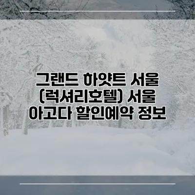그랜드 하얏트 서울 (럭셔리호텔) 서울 아고다 할인예약 정보