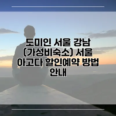 도미인 서울 강남 (가성비숙소) 서울 아고다 할인예약 방법 안내