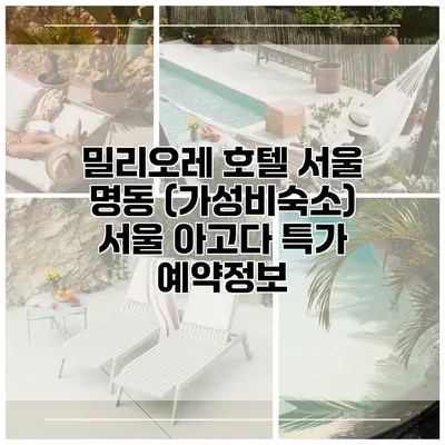 밀리오레 호텔 서울 명동 (가성비숙소) 서울 아고다 특가 예약정보