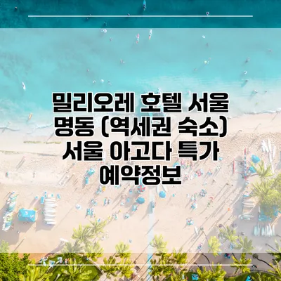 밀리오레 호텔 서울 명동 (역세권 숙소) 서울 아고다 특가 예약정보