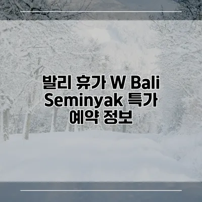발리 휴가 W Bali Seminyak 특가 예약 정보
