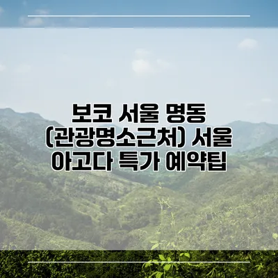 보코 서울 명동 (관광명소근처) 서울 아고다 특가 예약팁