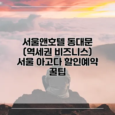 서울앤호텔 동대문 (역세권 비즈니스) 서울 아고다 할인예약 꿀팁