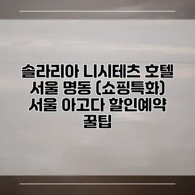 솔라리아 니시테츠 호텔 서울 명동 (쇼핑특화) 서울 아고다 할인예약 꿀팁