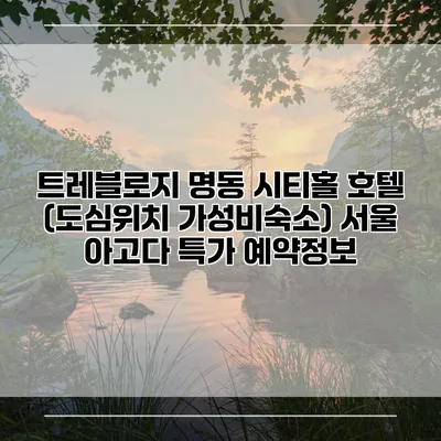 트레블로지 명동 시티홀 호텔 (도심위치 가성비숙소) 서울 아고다 특가 예약정보