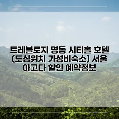 트레블로지 명동 시티홀 호텔 (도심위치 가성비숙소) 서울 아고다 할인 예약정보