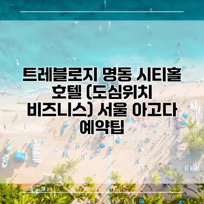 트레블로지 명동 시티홀 호텔 (도심위치 비즈니스) 서울 아고다 예약팁