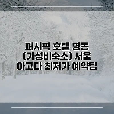 퍼시픽 호텔 명동 (가성비숙소) 서울 아고다 최저가 예약팁
