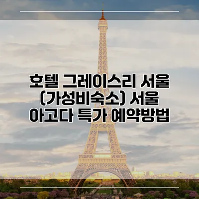 호텔 그레이스리 서울 (가성비숙소) 서울 아고다 특가 예약방법