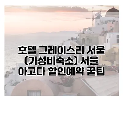 호텔 그레이스리 서울 (가성비숙소) 서울 아고다 할인예약 꿀팁