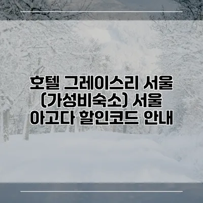 호텔 그레이스리 서울 (가성비숙소) 서울 아고다 할인코드 안내
