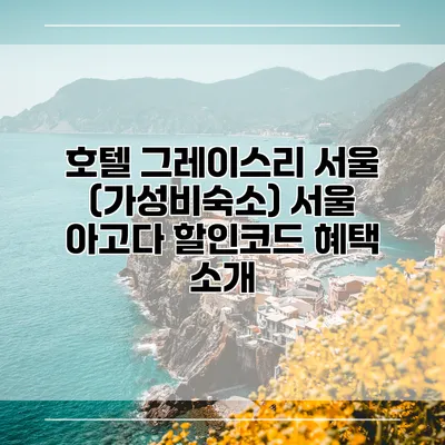 호텔 그레이스리 서울 (가성비숙소) 서울 아고다 할인코드 혜택 소개