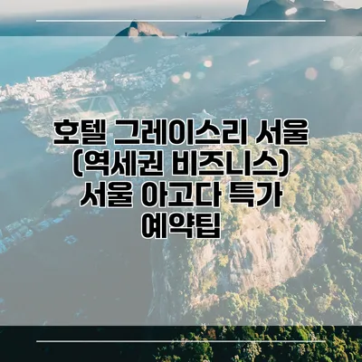 호텔 그레이스리 서울 (역세권 비즈니스) 서울 아고다 특가 예약팁
