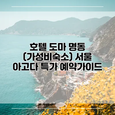 호텔 도마 명동 (가성비숙소) 서울 아고다 특가 예약가이드