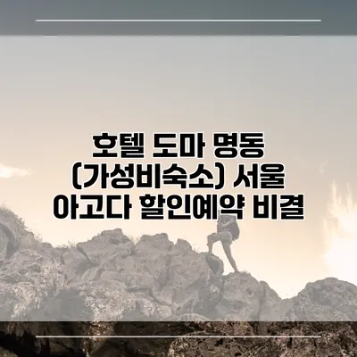 호텔 도마 명동 (가성비숙소) 서울 아고다 할인예약 비결