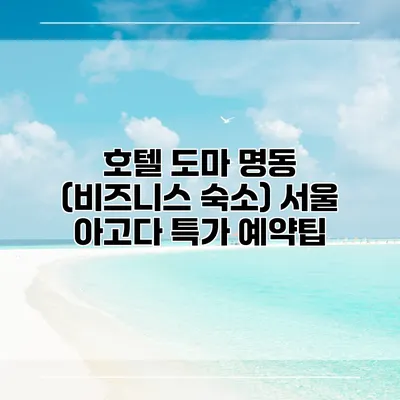 호텔 도마 명동 (비즈니스 숙소) 서울 아고다 특가 예약팁