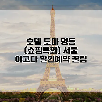 호텔 도마 명동 (쇼핑특화) 서울 아고다 할인예약 꿀팁