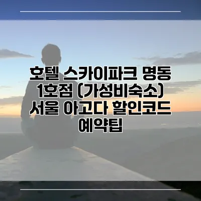 호텔 스카이파크 명동 1호점 (가성비숙소) 서울 아고다 할인코드 예약팁