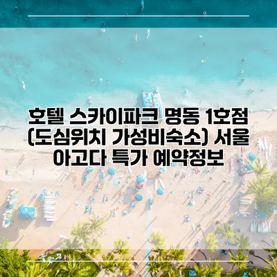 호텔 스카이파크 명동 1호점 (도심위치 가성비숙소) 서울 아고다 특가 예약정보