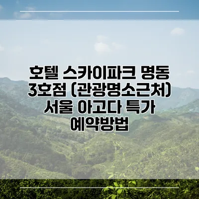 호텔 스카이파크 명동 3호점 (관광명소근처) 서울 아고다 특가 예약방법