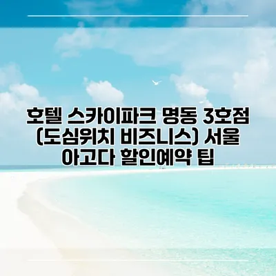 호텔 스카이파크 명동 3호점 (도심위치 비즈니스) 서울 아고다 할인예약 팁