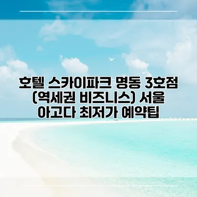 호텔 스카이파크 명동 3호점 (역세권 비즈니스) 서울 아고다 최저가 예약팁