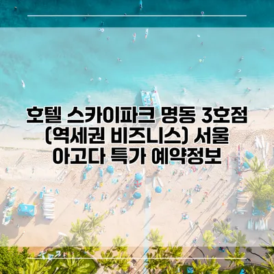 호텔 스카이파크 명동 3호점 (역세권 비즈니스) 서울 아고다 특가 예약정보
