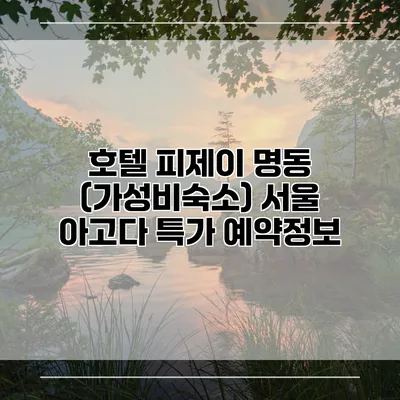 호텔 피제이 명동 (가성비숙소) 서울 아고다 특가 예약정보