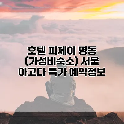 호텔 피제이 명동 (가성비숙소) 서울 아고다 특가 예약정보