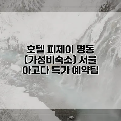호텔 피제이 명동 (가성비숙소) 서울 아고다 특가 예약팁