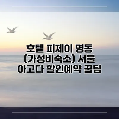 호텔 피제이 명동 (가성비숙소) 서울 아고다 할인예약 꿀팁
