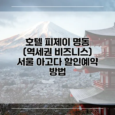 호텔 피제이 명동 (역세권 비즈니스) 서울 아고다 할인예약 방법
